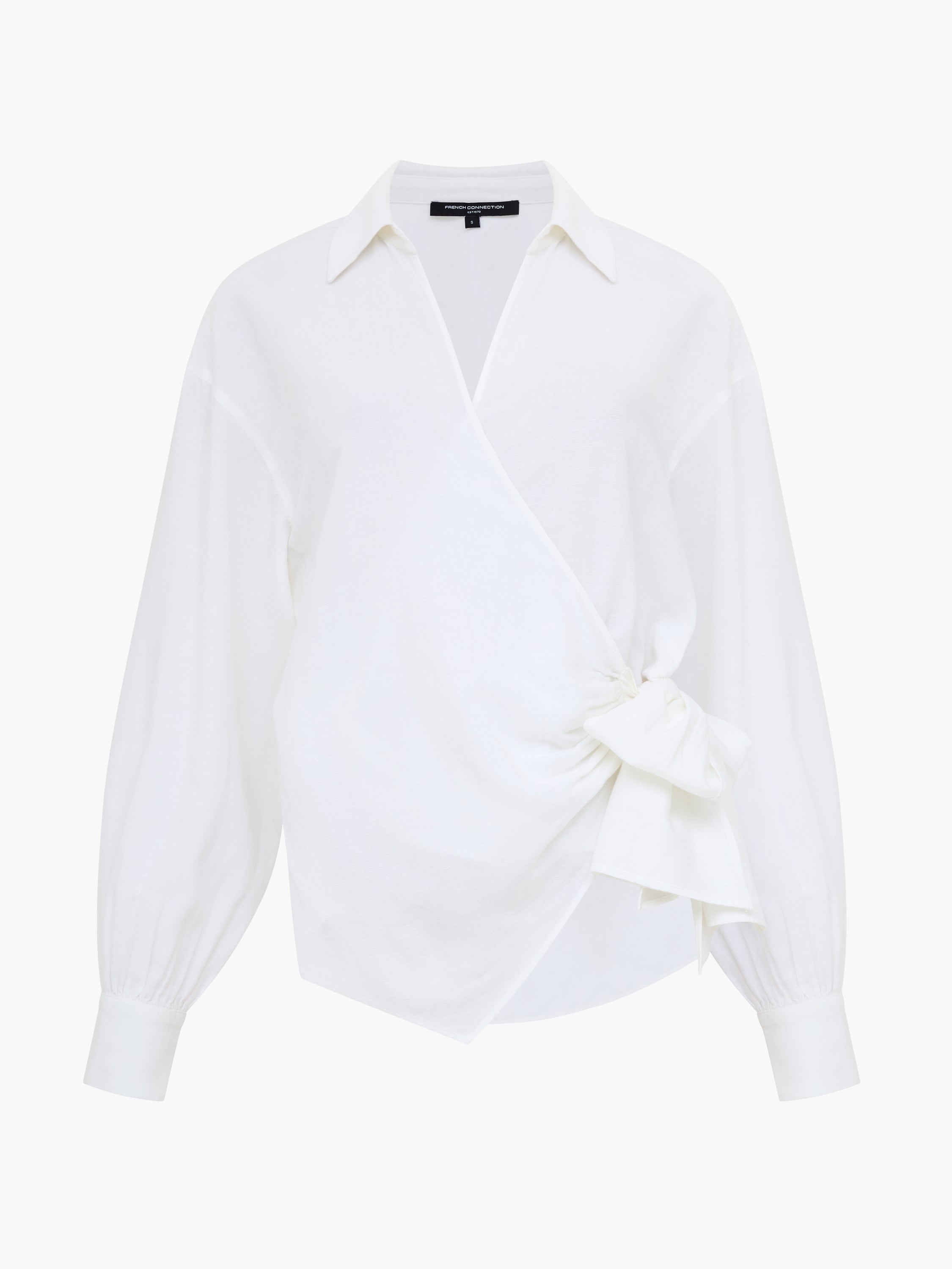 Ariette Linen Blend White Wrap Over Shirt