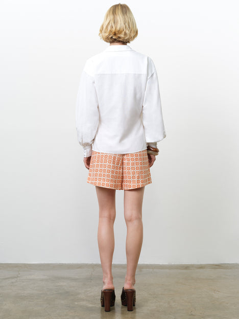 Ariette Linen Blend White Wrap Over Shirt