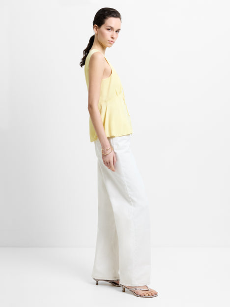 Candice Satin Bow Butter Yellow Tie-Up Top