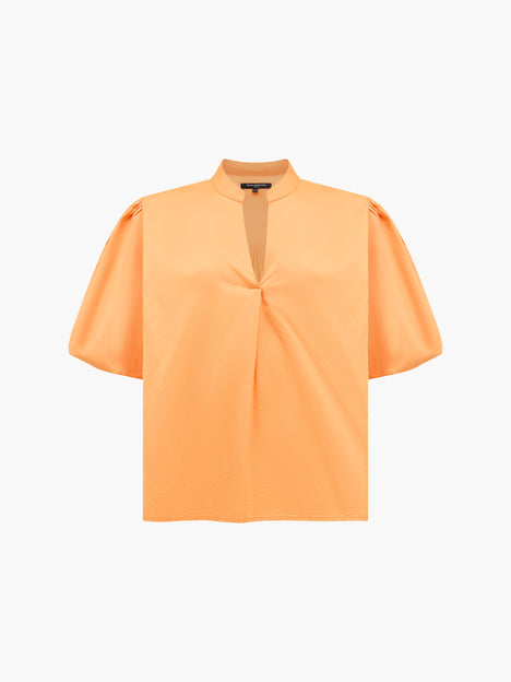 Sindey Cotton Puff Sleeve Orange Popover Shirt