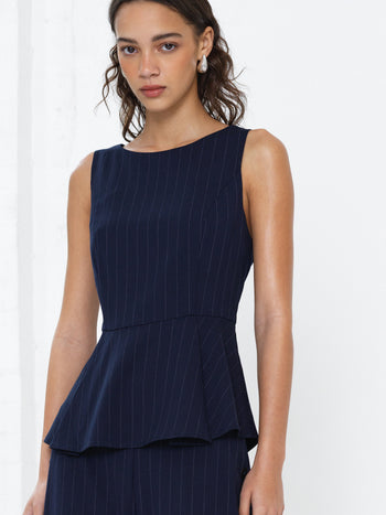 Alia Pinstripe Peplum Top