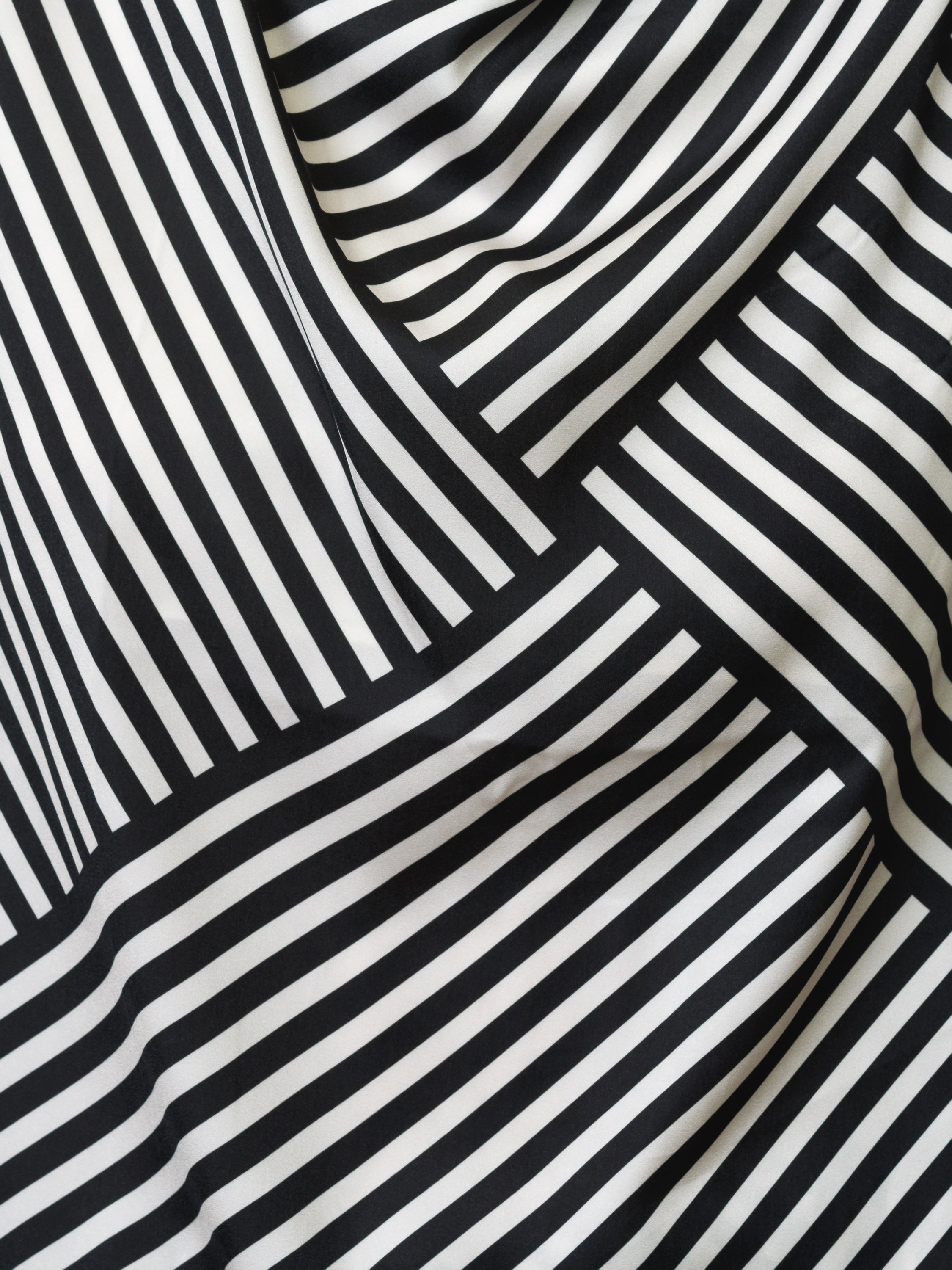 Monochrome Striped Damasco Cowl Neck Tank Top
