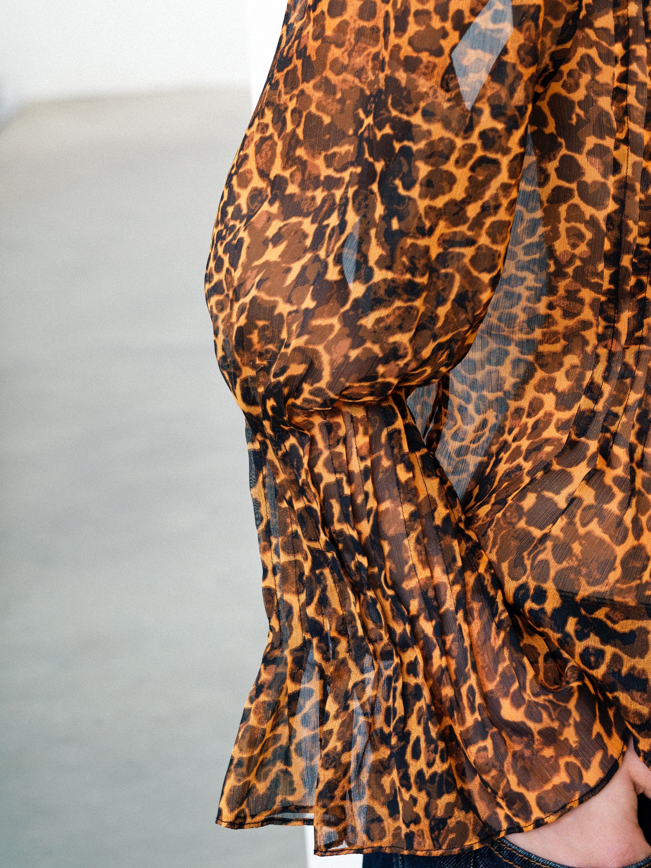 Lottie Chiffon Leopard Print Orange Peplum Blouse