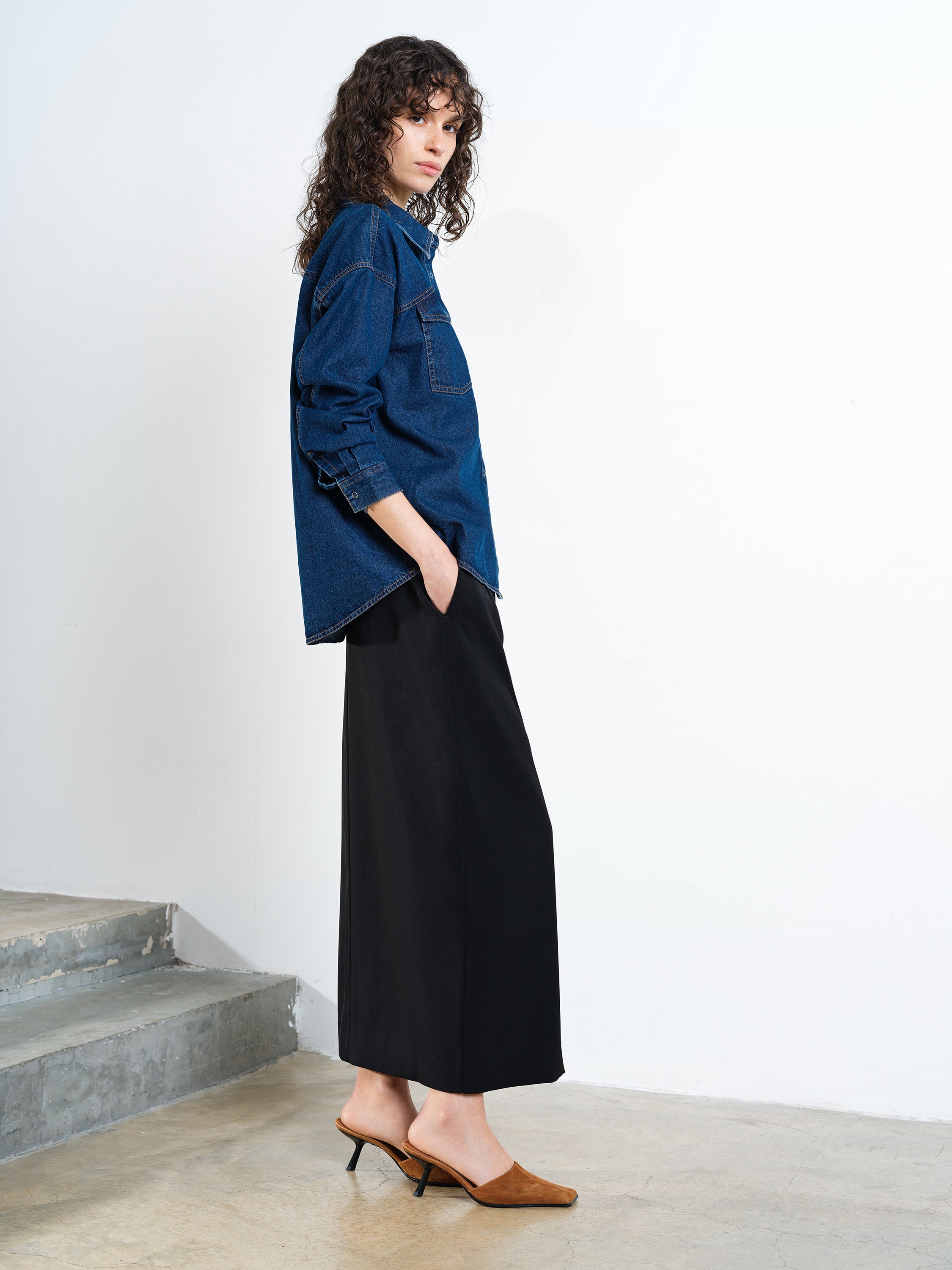 Archie Dark Wash Denim Two Pocket Shirt
