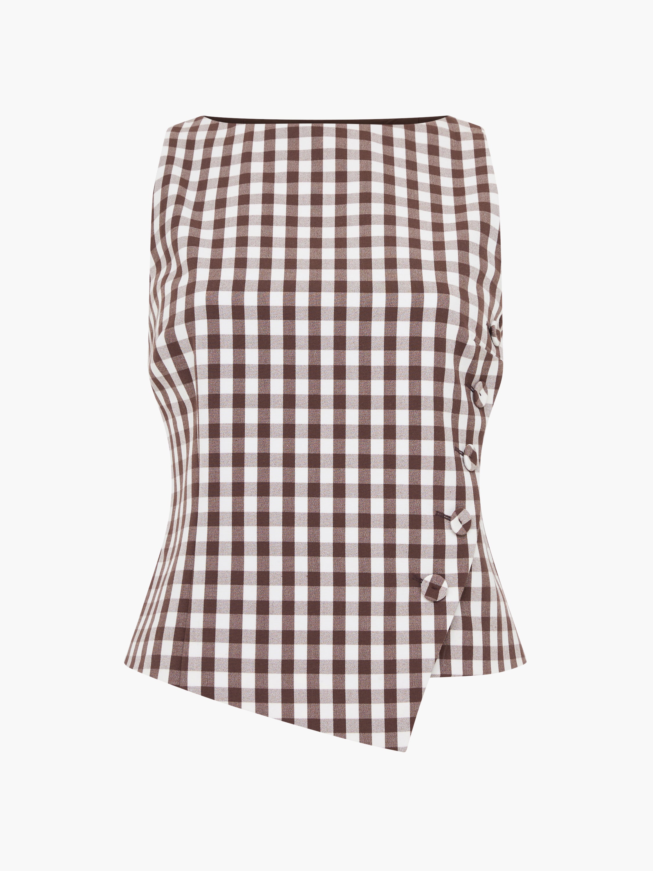 Lexi Tailored Brown Gingham Asymmetric Top
