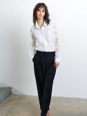 Ruchi Floral Lace Long Sleeve White Shirt