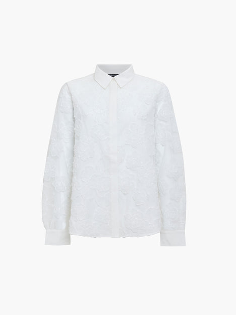 Ruchi Floral Lace Long Sleeve White Shirt