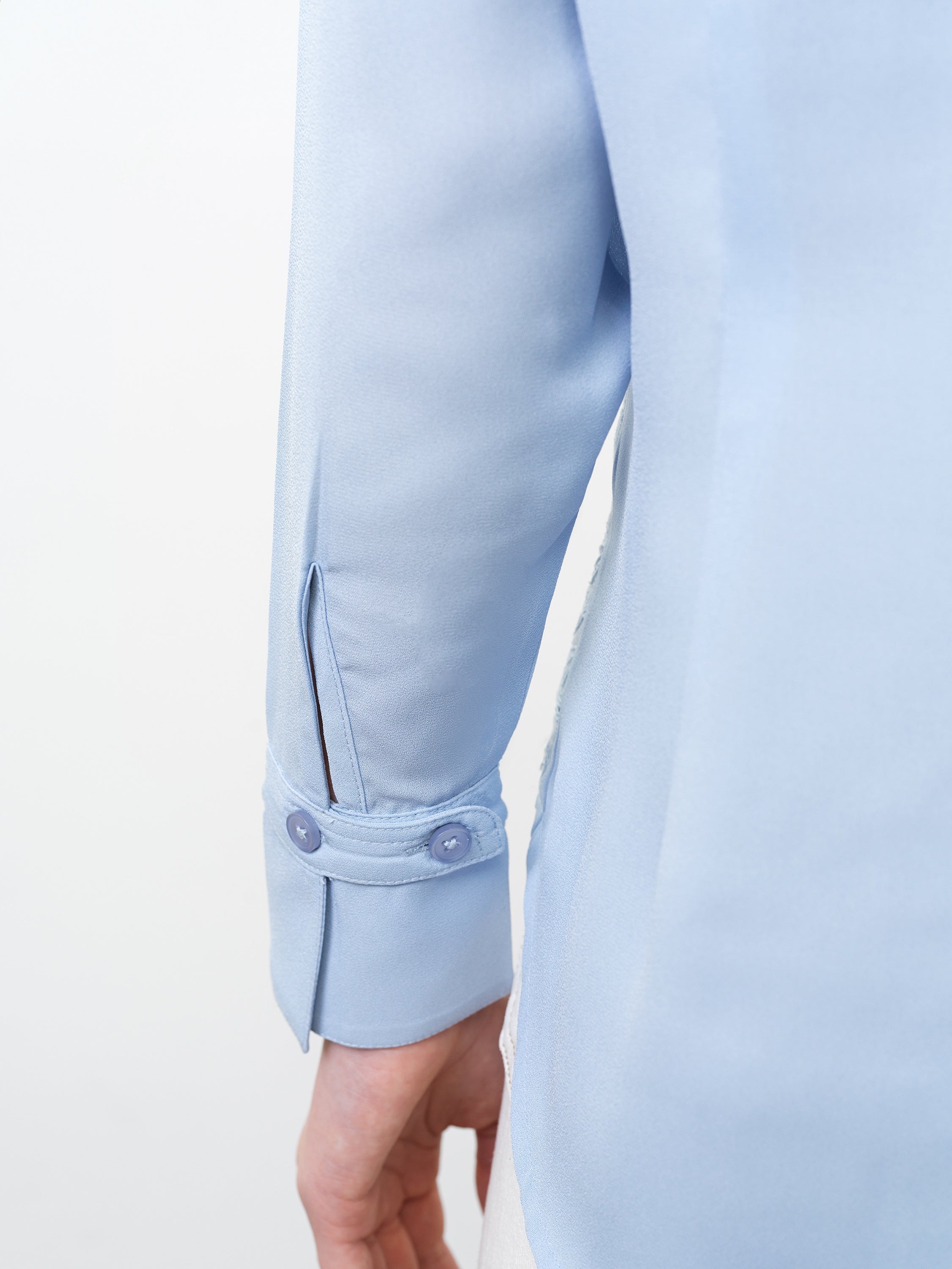 Mila Lace Layered Long Sleeve Light Blue Shirt