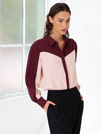 Mindy Crepe Colour Blocked Shirt