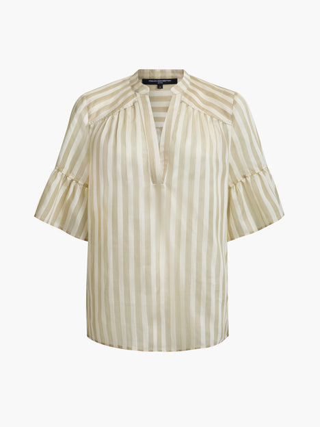 Adeline Relaxed Green Striped V Neck Top