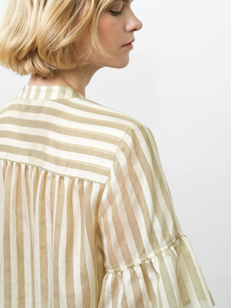 Adeline Relaxed Green Striped V Neck Top