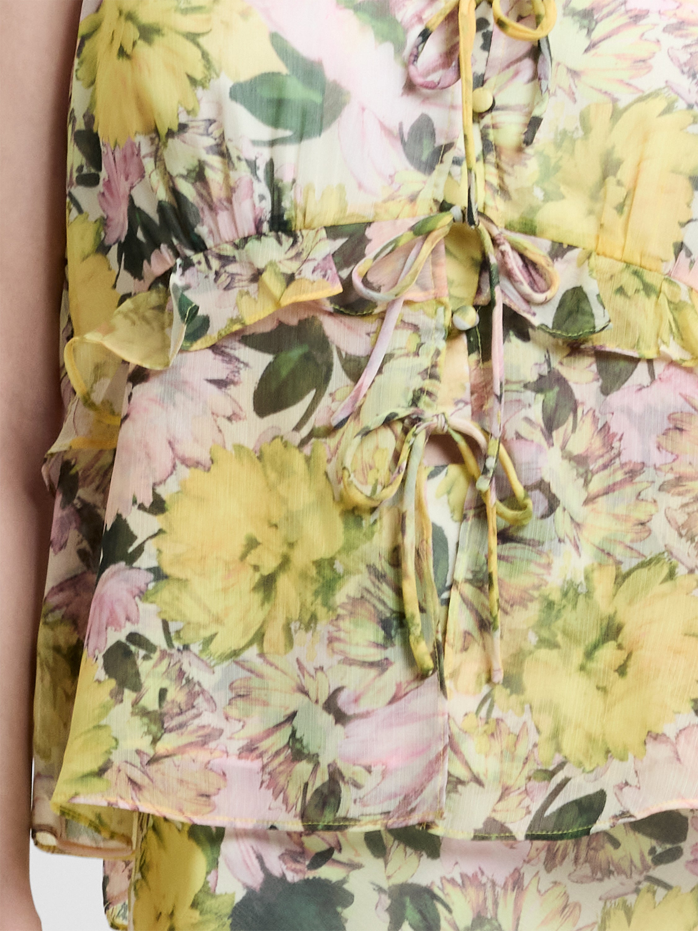 Carla Chiffon Floral Sleeveless Tie Up Top