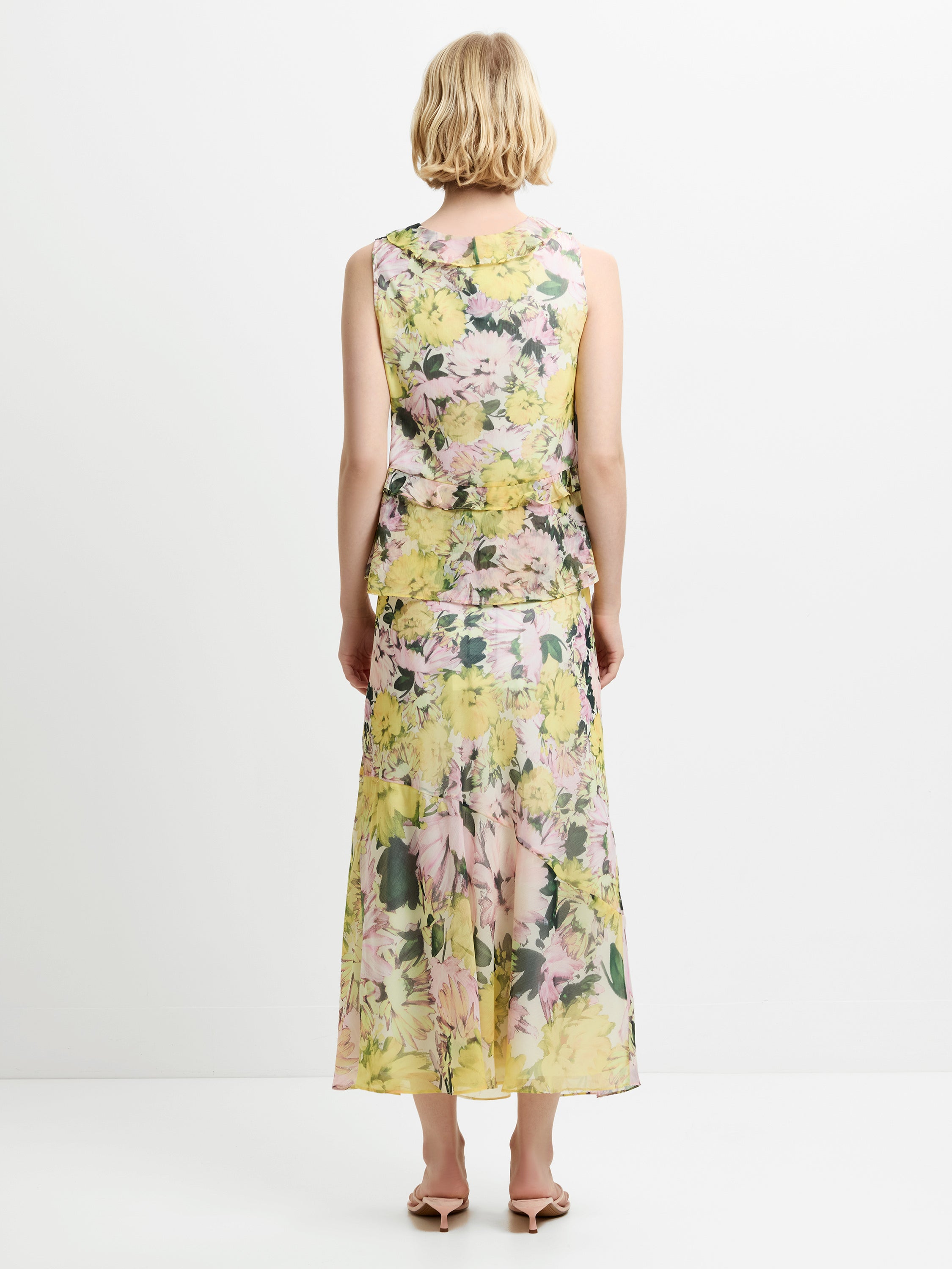 Carla Chiffon Floral Sleeveless Tie Up Top