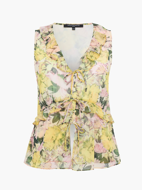 Carla Chiffon Floral Sleeveless Tie Up Top