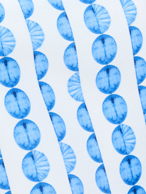 Structured Taffeta Blue Shell Print Top
