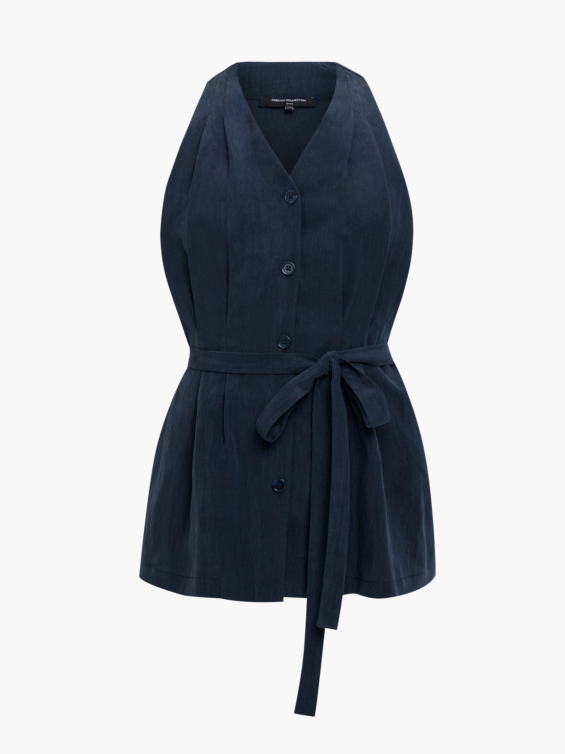 Melina Navy Belted Halterneck Top