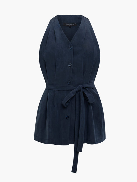 Melina Navy Belted Halterneck Top