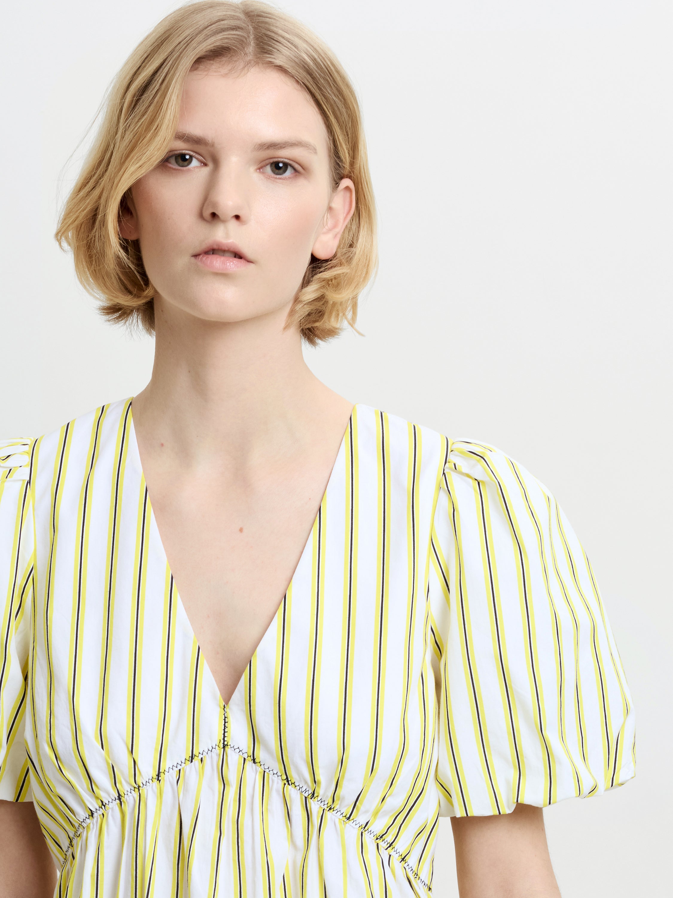 Cambria Cotton Striped Yellow Peplum Top