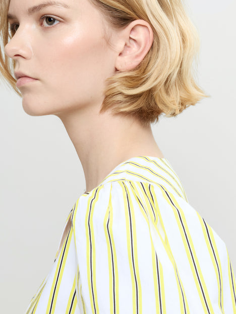 Cambria Cotton Striped Yellow Peplum Top