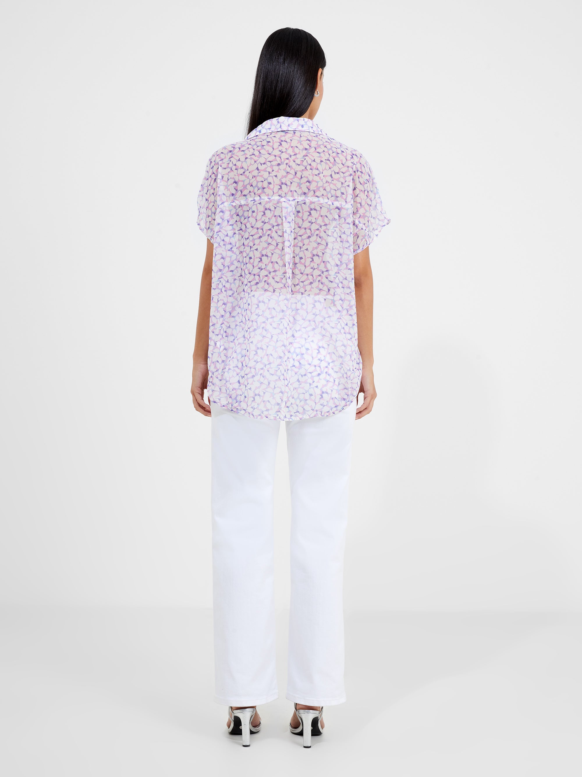 Vee Collar Print Popover Shirt