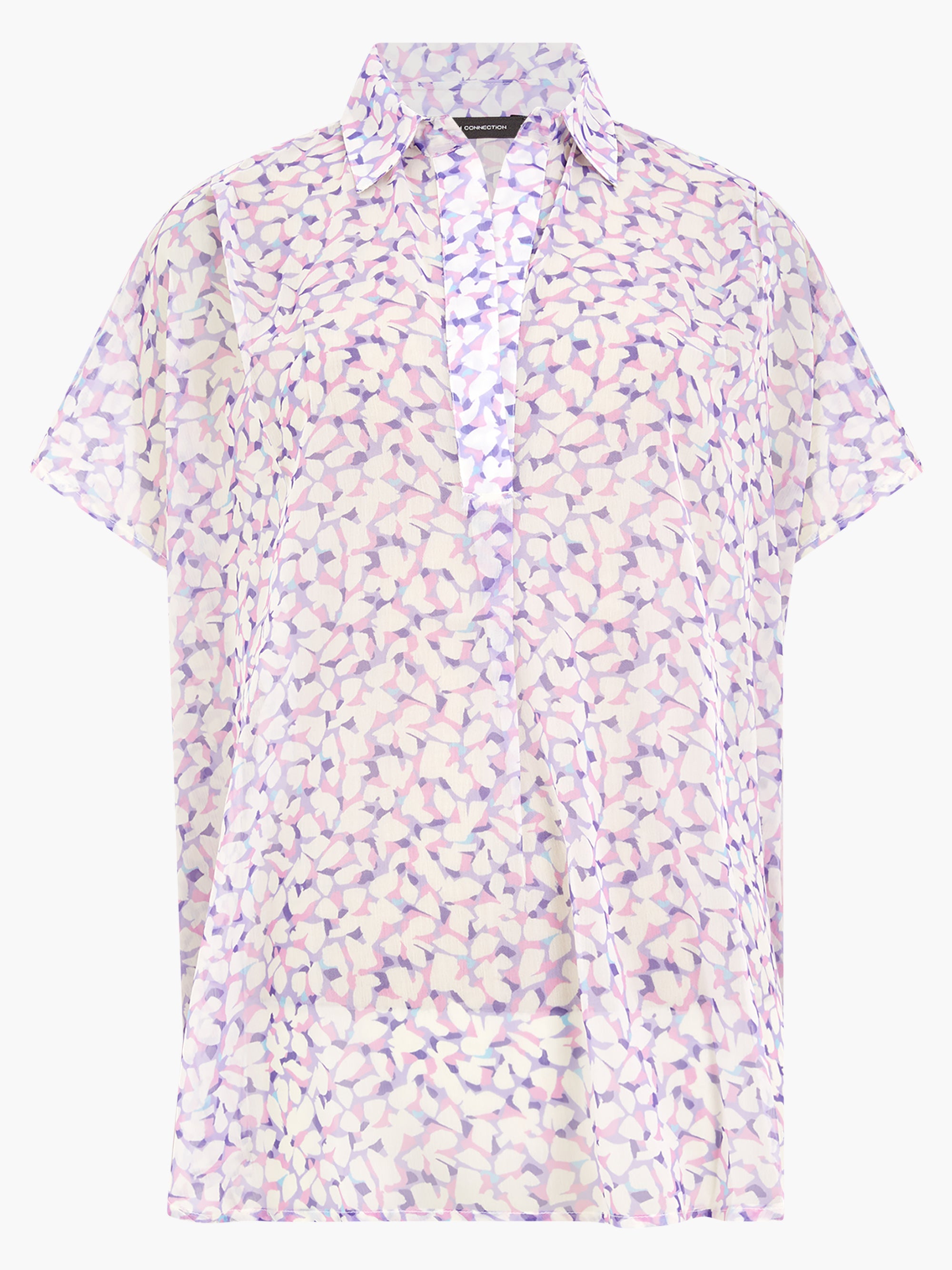 Vee Collar Print Popover Shirt
