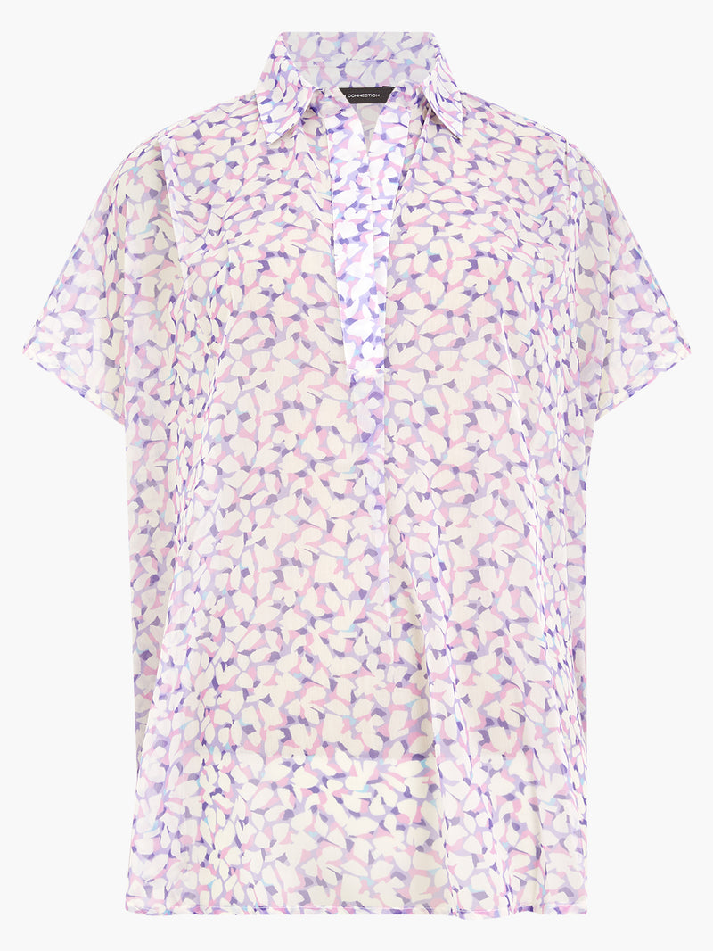 Vee Collar Print Popover Shirt