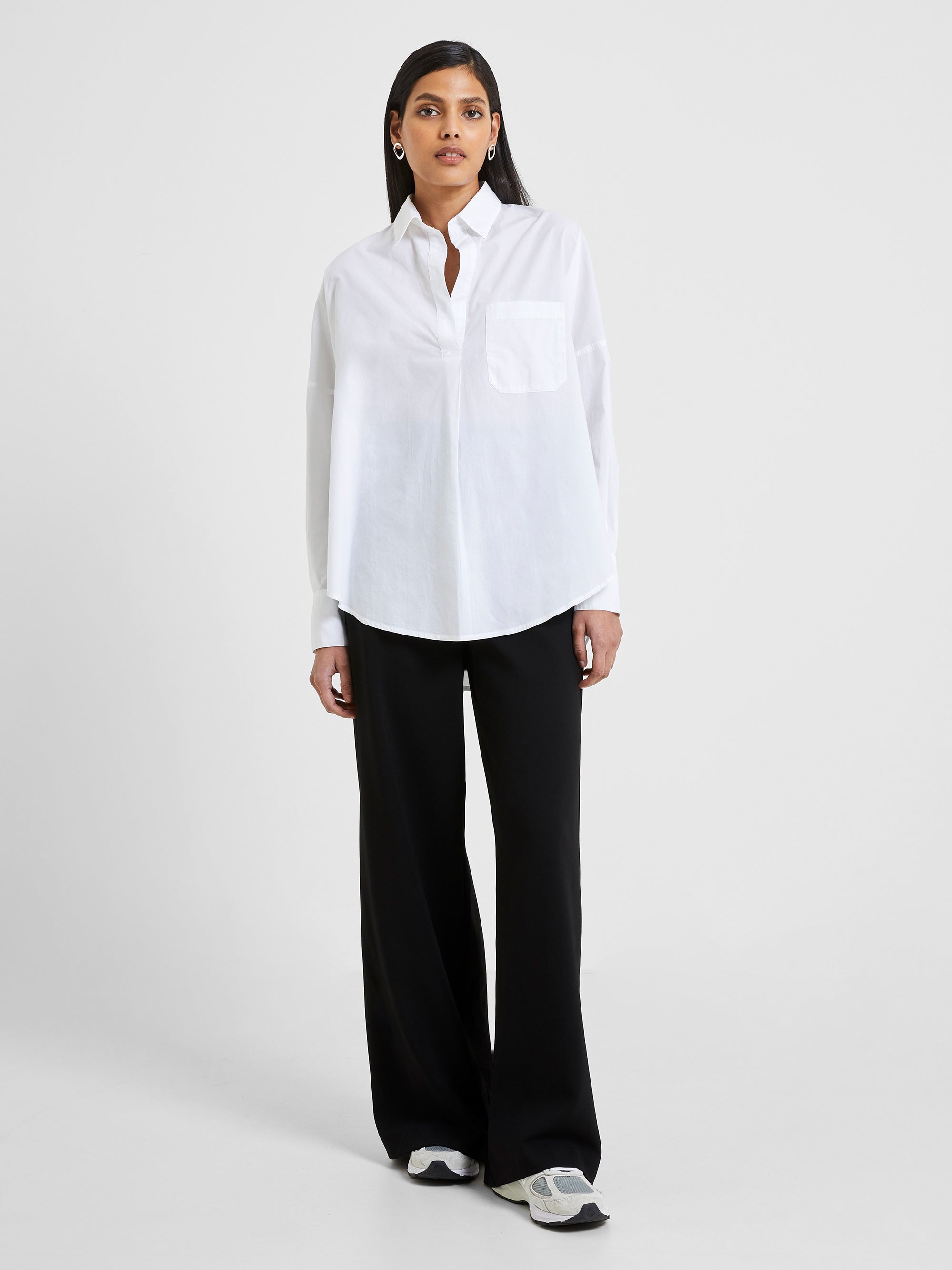 Rhodes Poplin Button-Back Popover Shirt