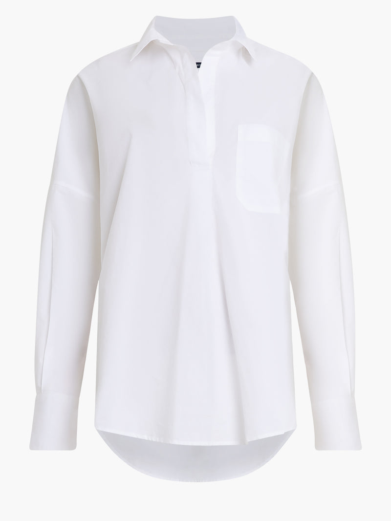 Rhodes Poplin Button-Back Popover Shirt