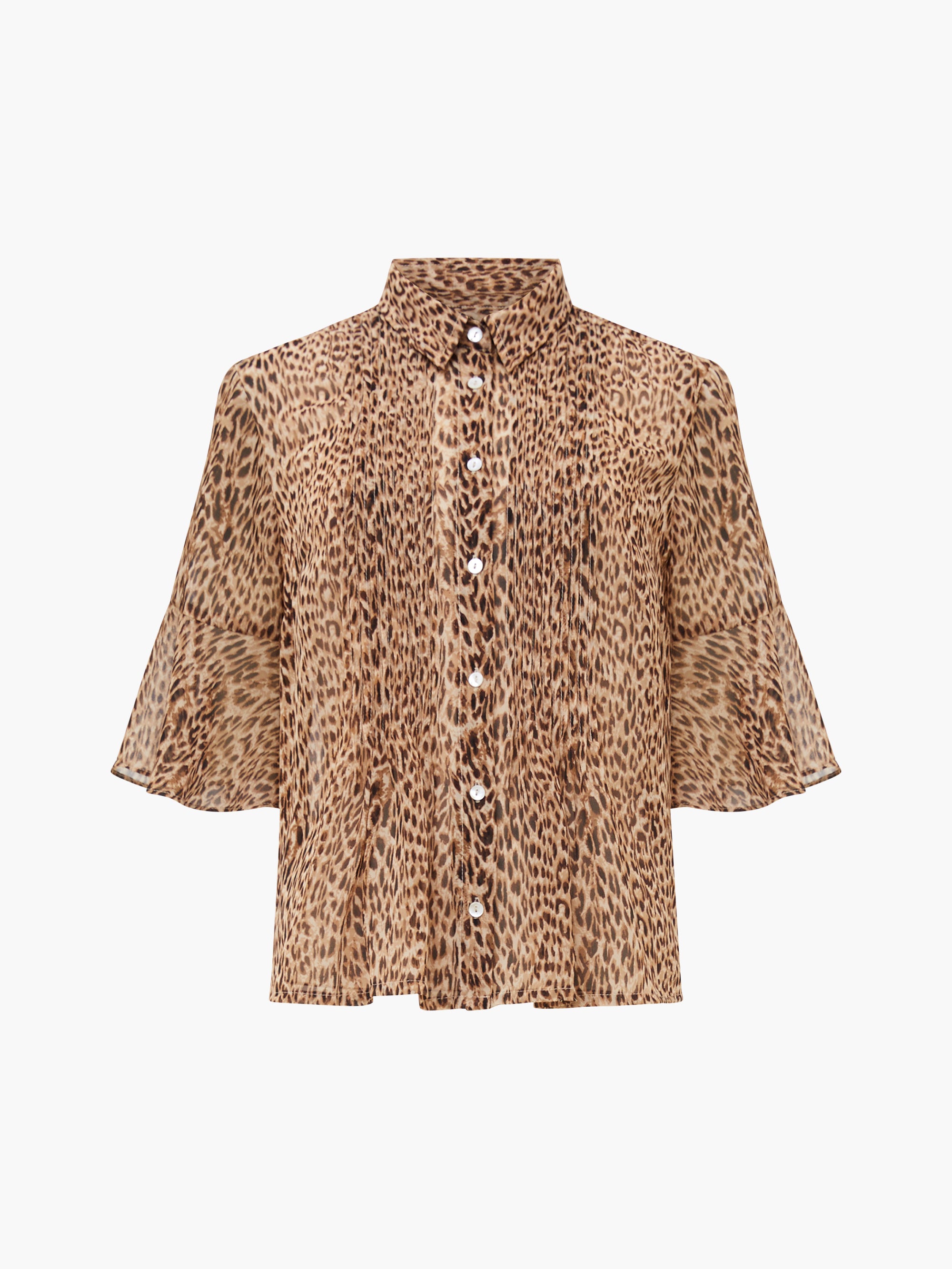 Leopard Georgette Pin Tuck Shirt