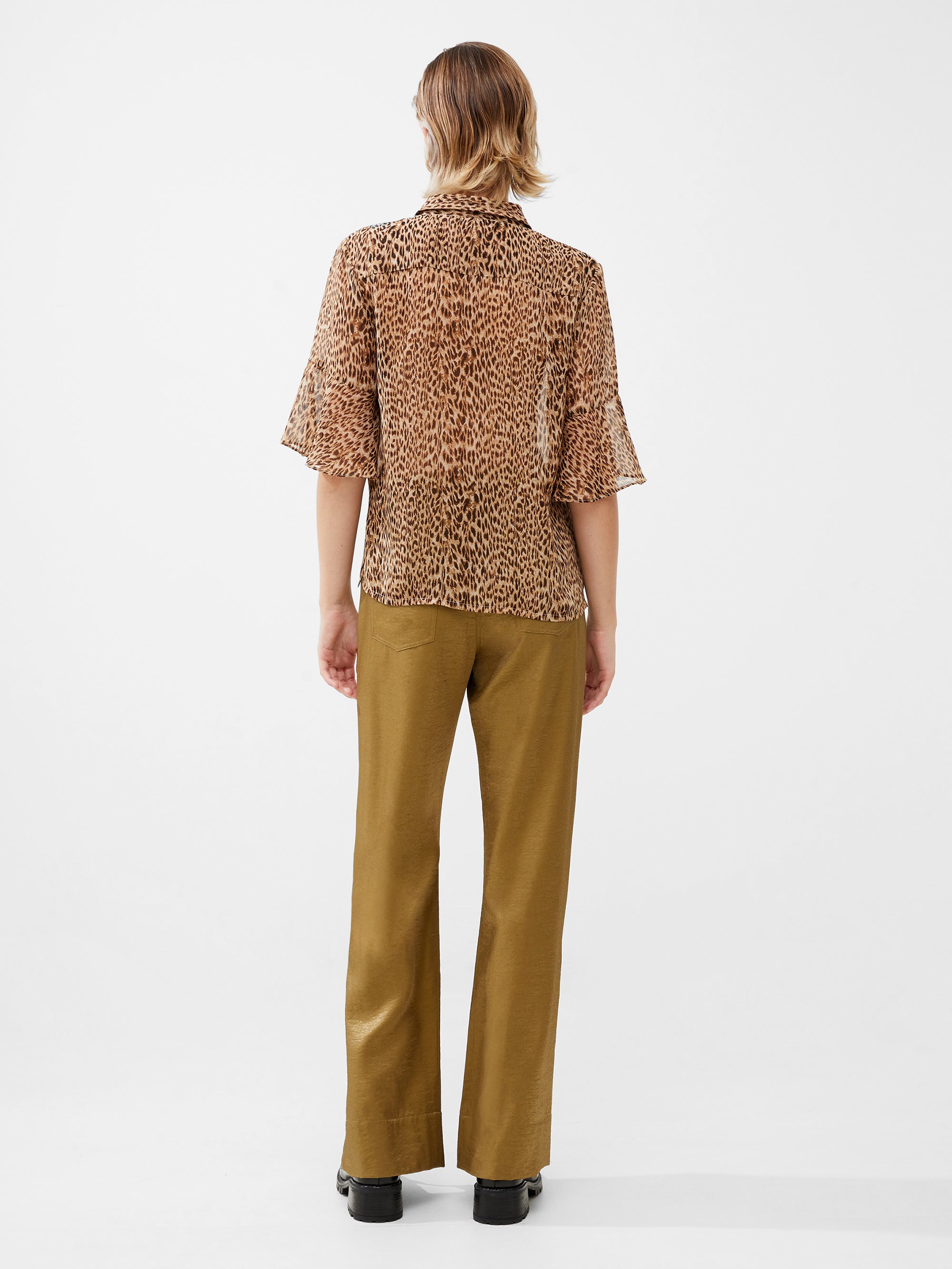 Leopard Georgette Pin Tuck Shirt
