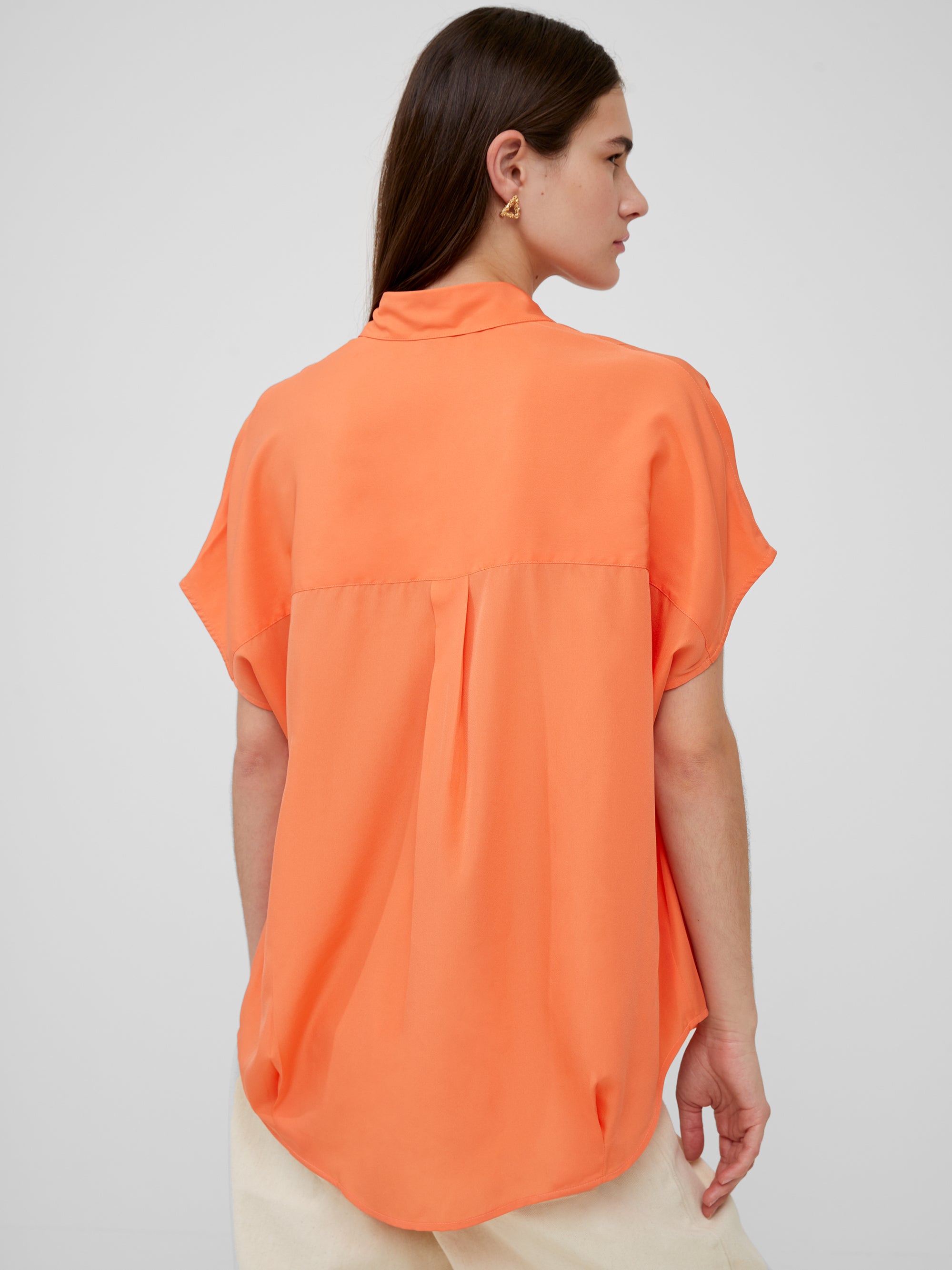 Crepe Light Cap Sleeve Popover Shirt
