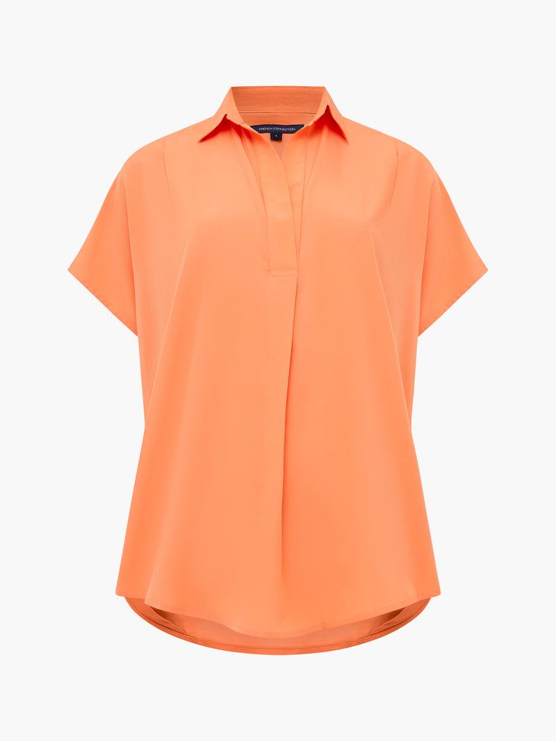 Crepe Light Cap Sleeve Popover Shirt