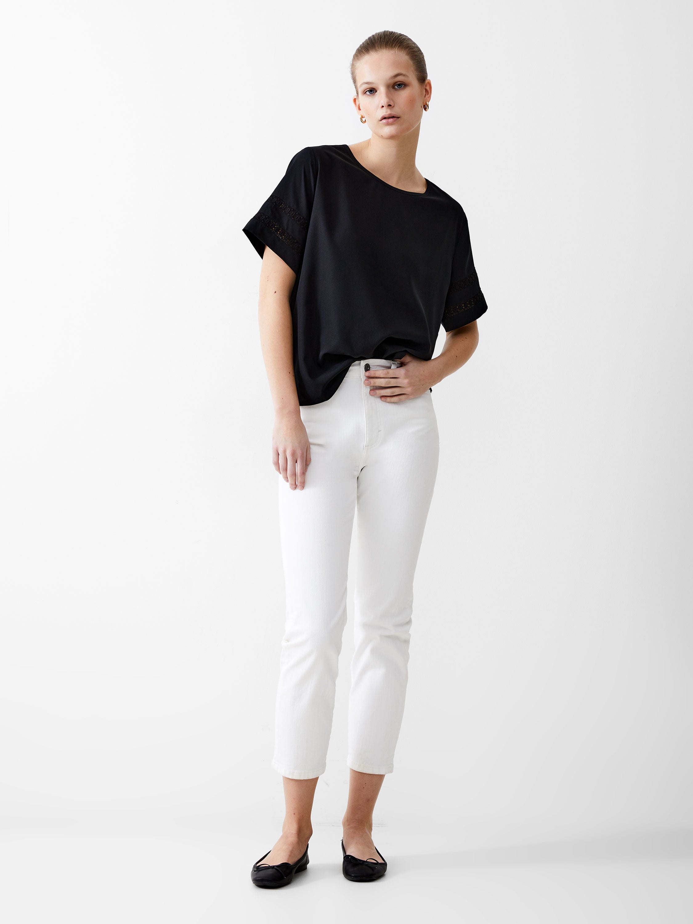 Crochet Trim Crepe Light Top