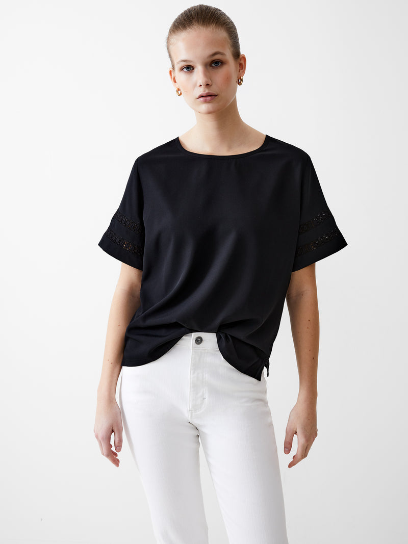 Crochet Trim Crepe Light Top