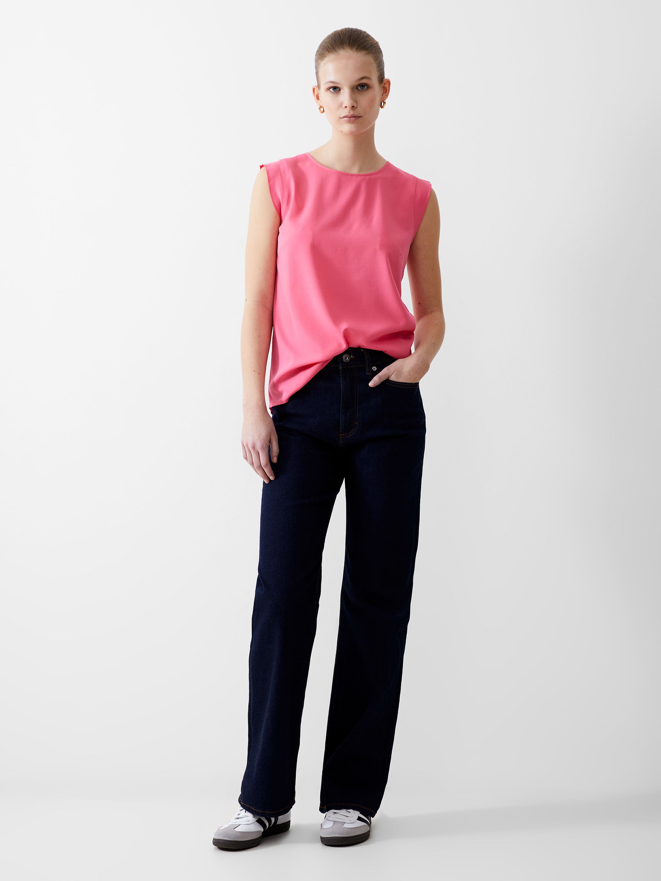 Cap Sleeve Crepe Light Tank Top