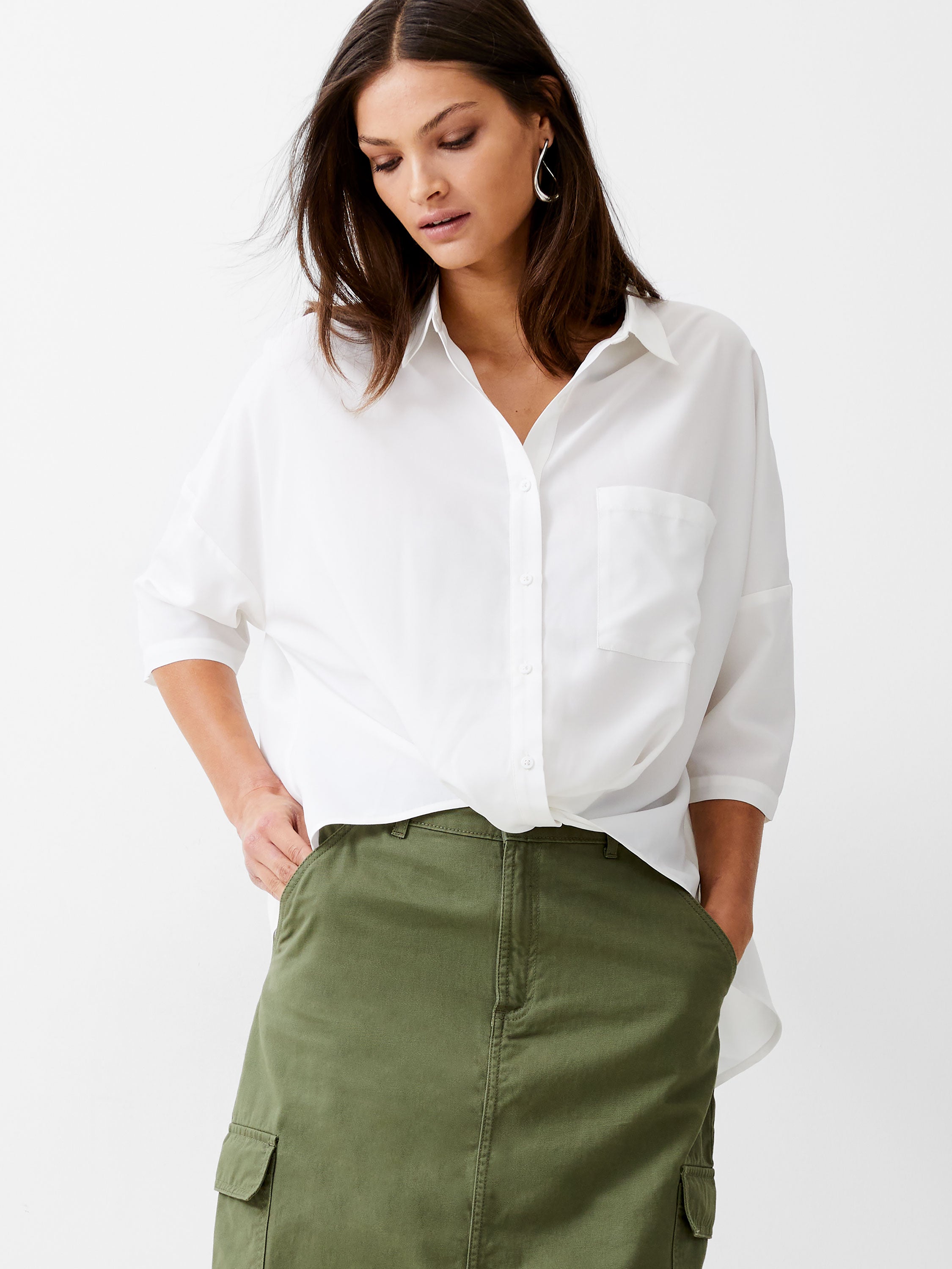 Twist Front Crepe Light Top