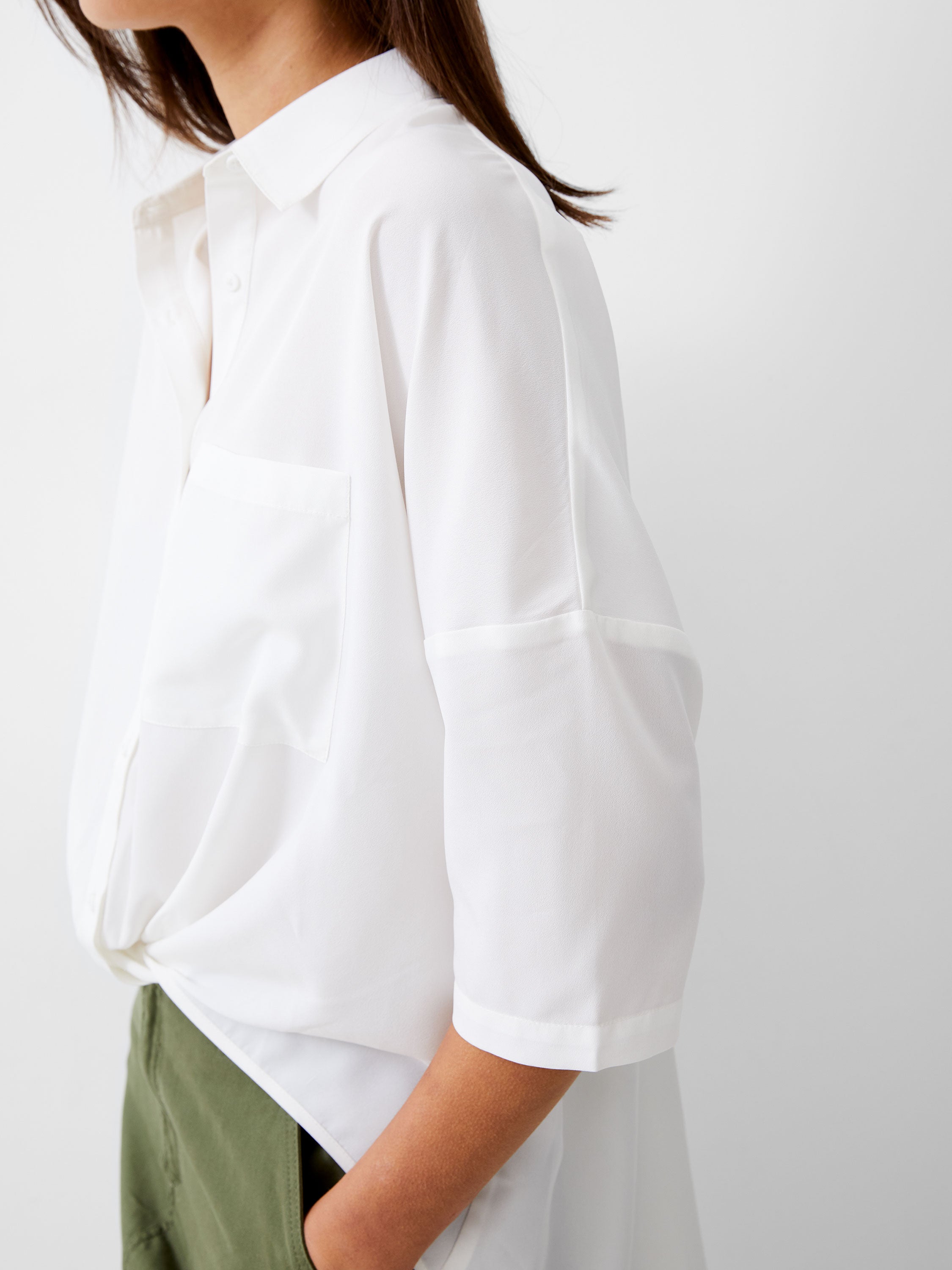 Twist Front Crepe Light Top