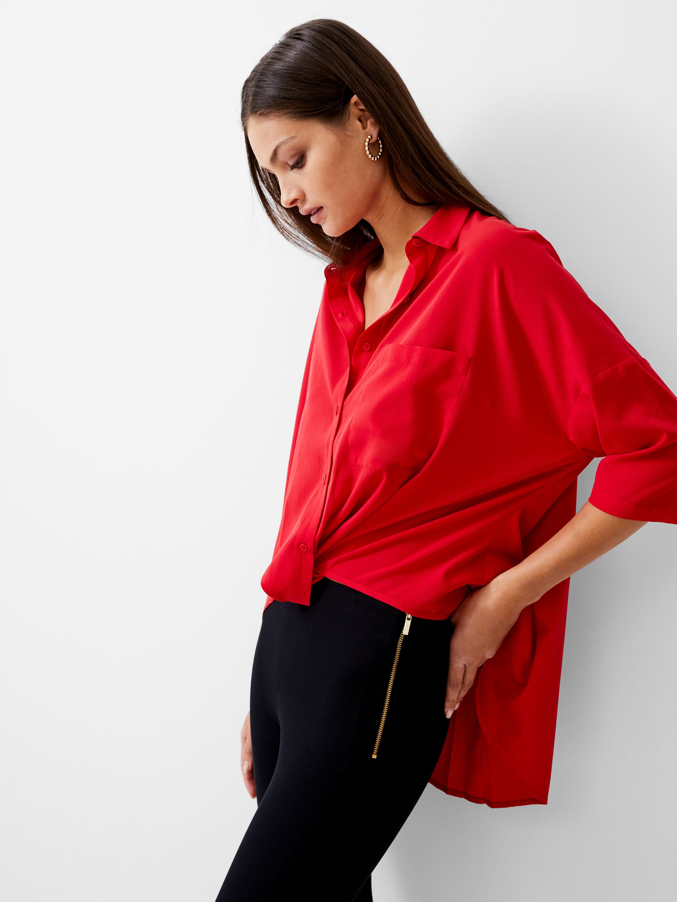 Twist Front Crepe Light Top
