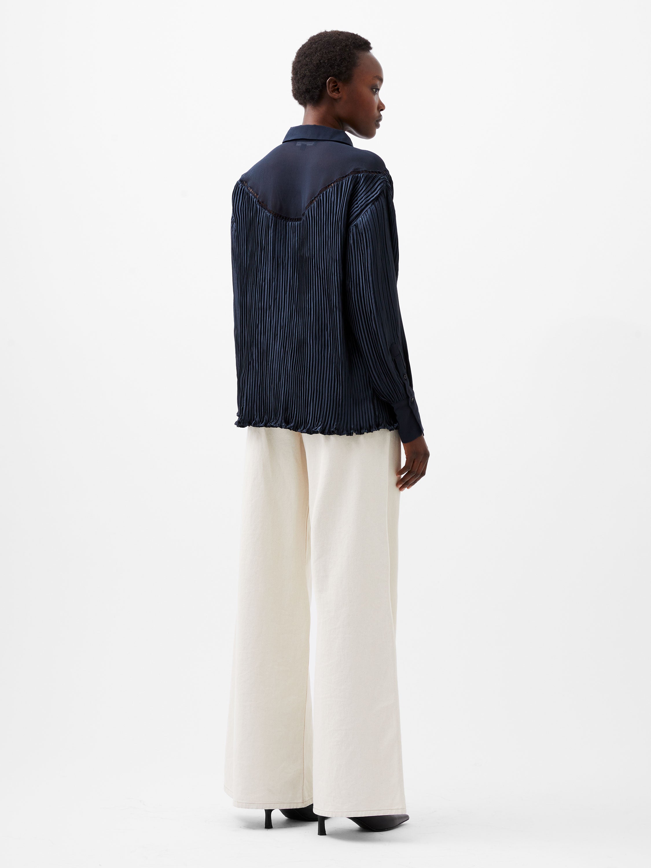 Crina Crinkle Satin Georgette Mix Shirt