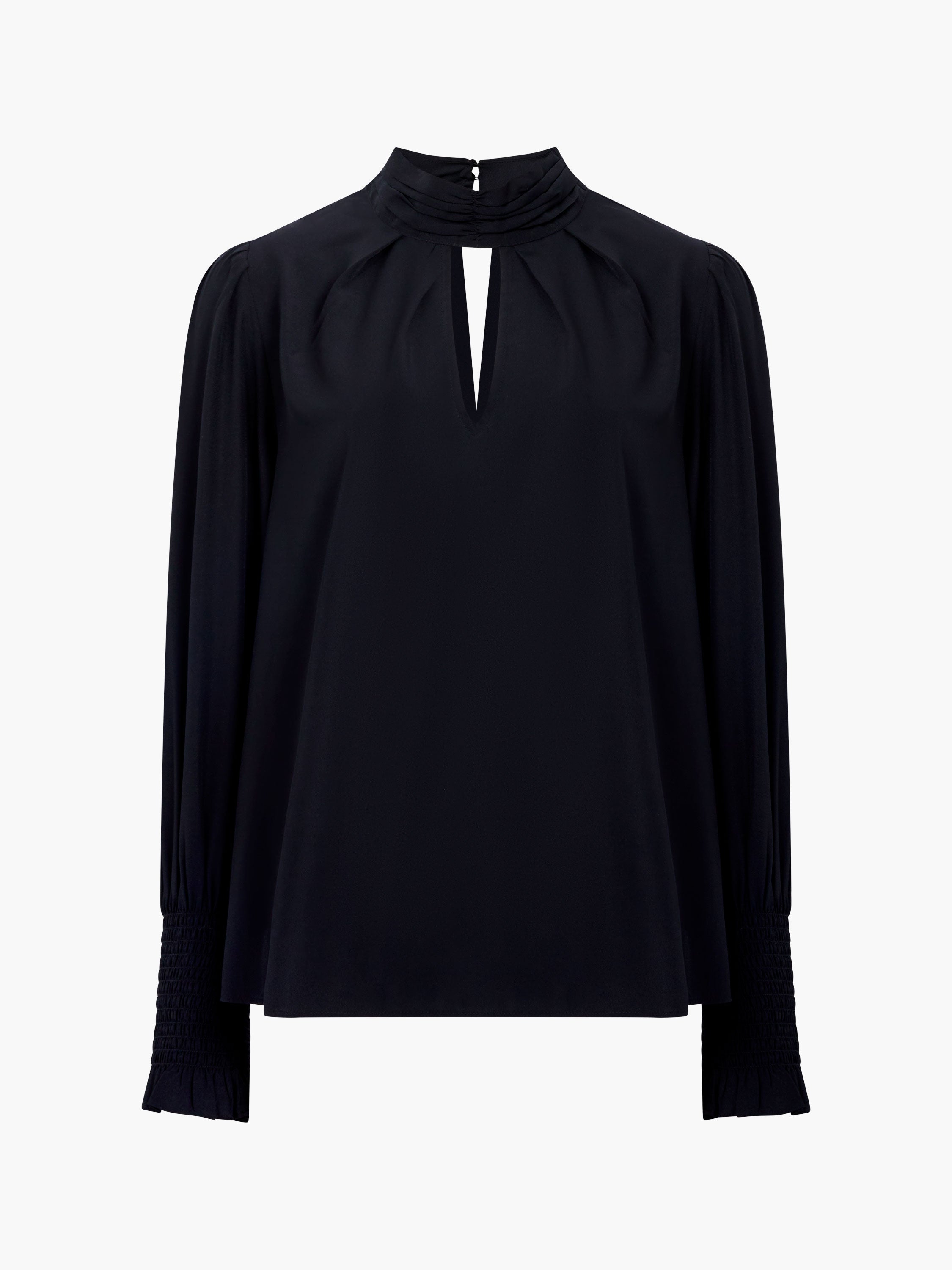 Crepe Light Keyhole Long Sleeve Blouse