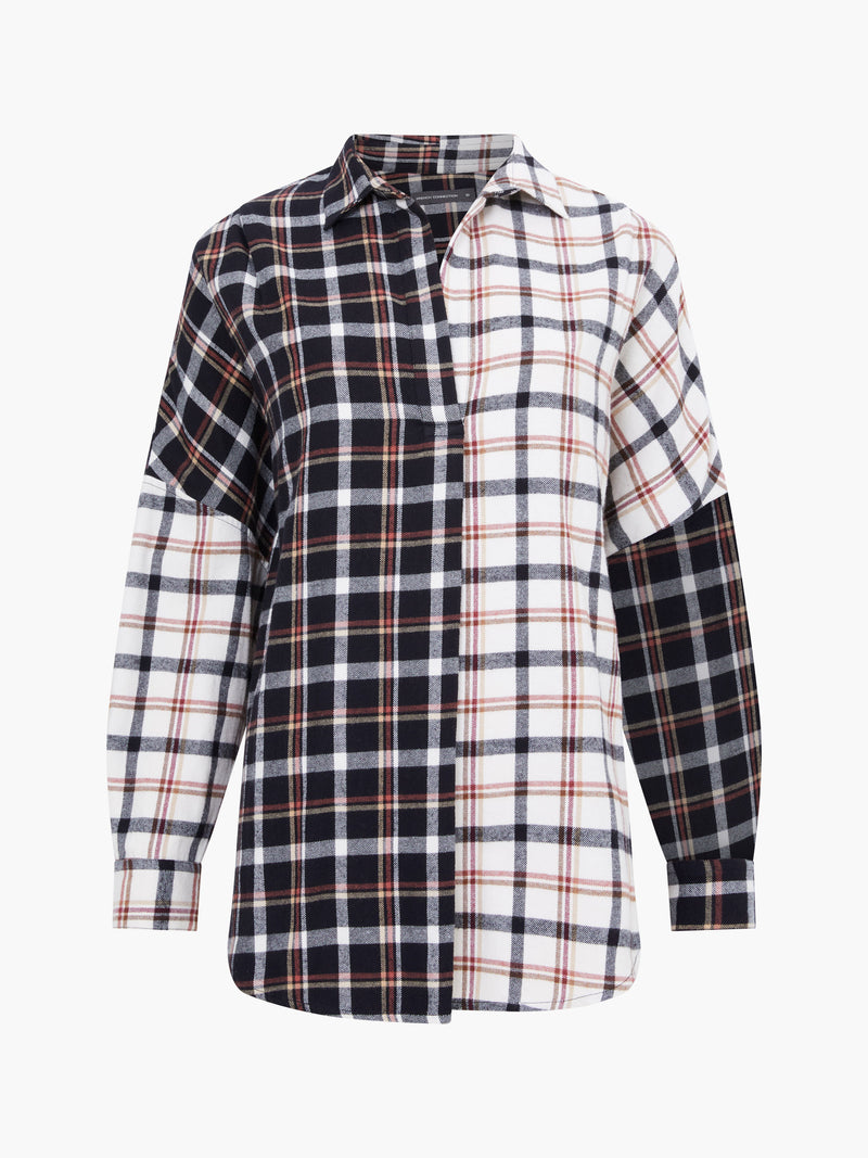 Mixed Flannel Check Popover Shirt