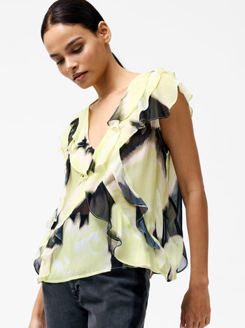 Natalie Eminia Chiffon Ruffle Top