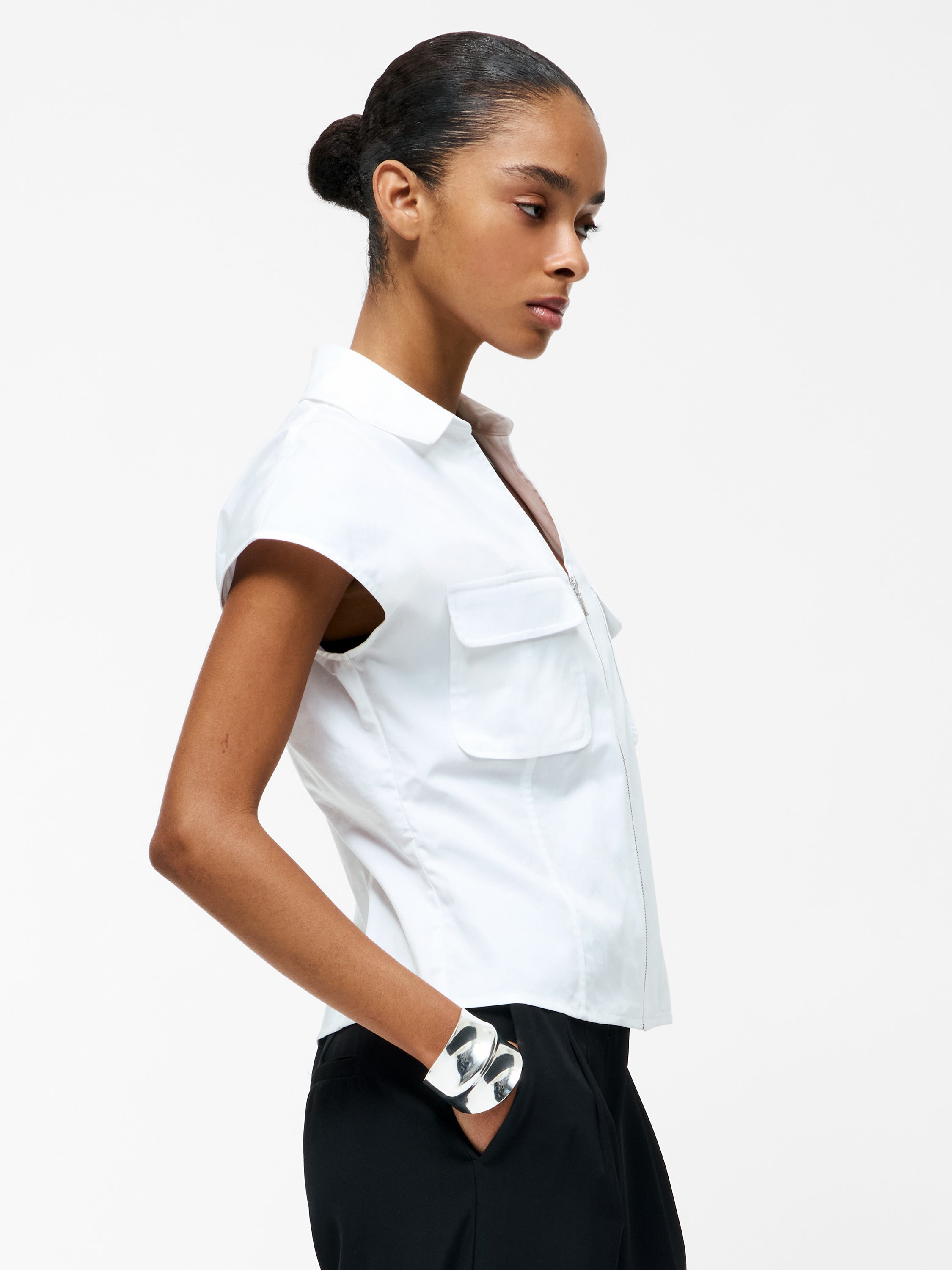 Alexis Cotton Front Zip Top