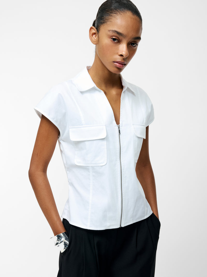 Alexis Cotton Front Zip Top