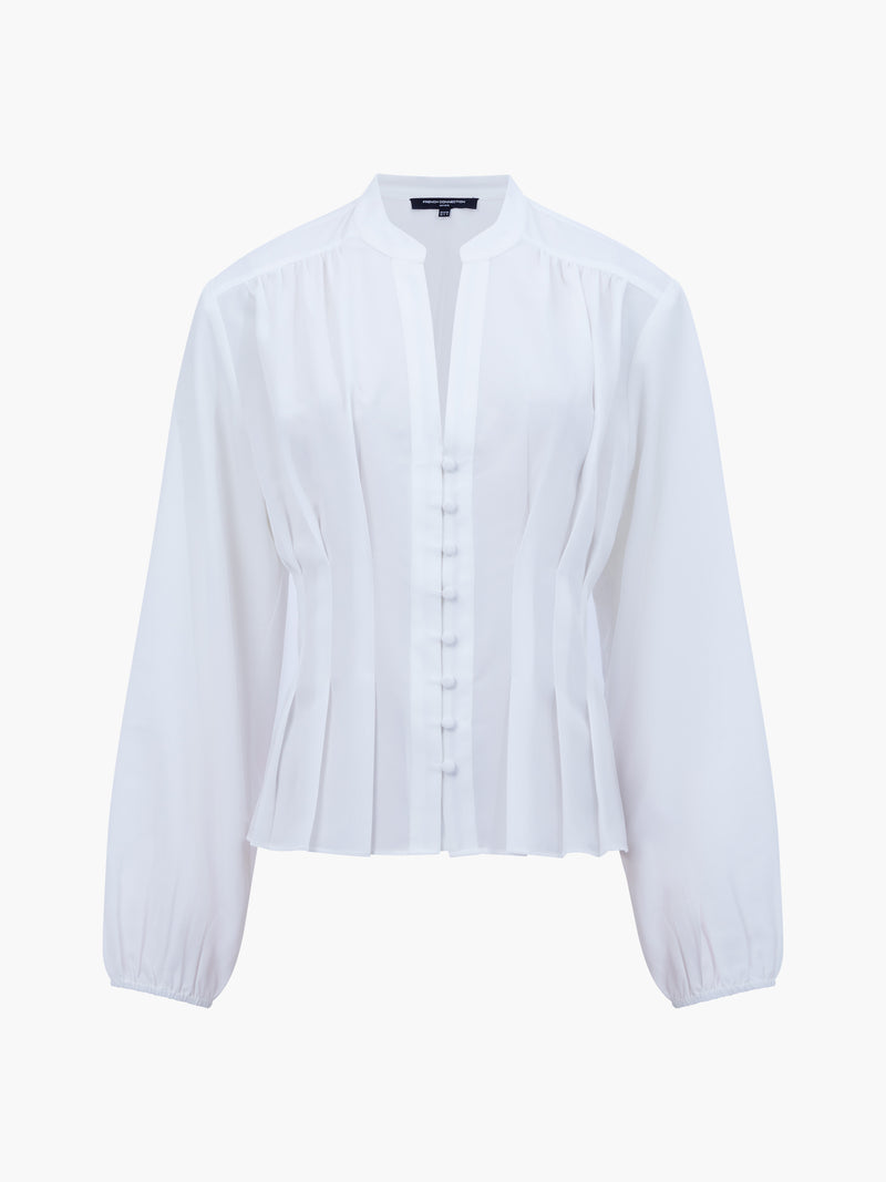 Capriana Crepe Pleat Button Down Top