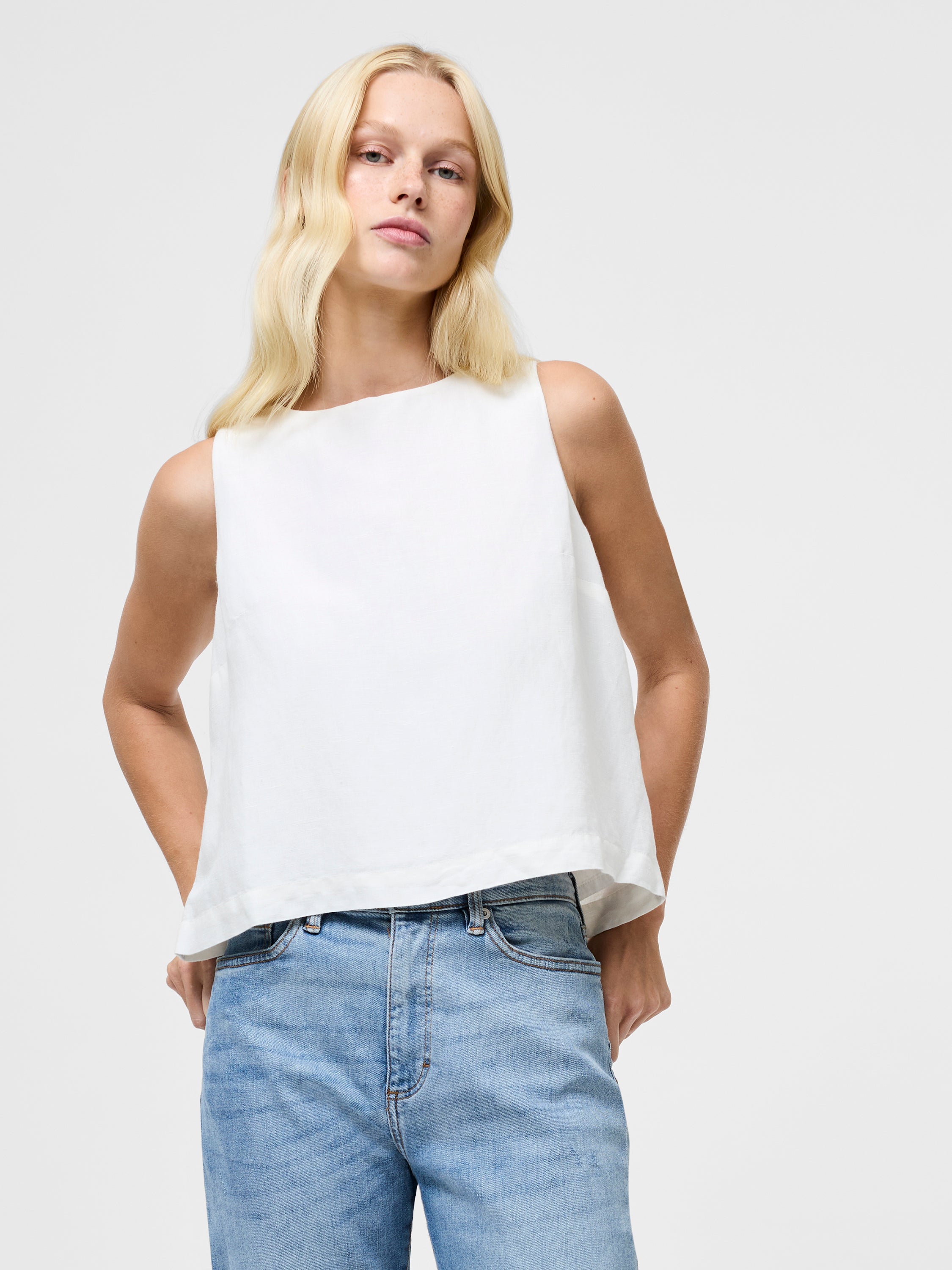 Birdie Linen Tie Back Swing Top