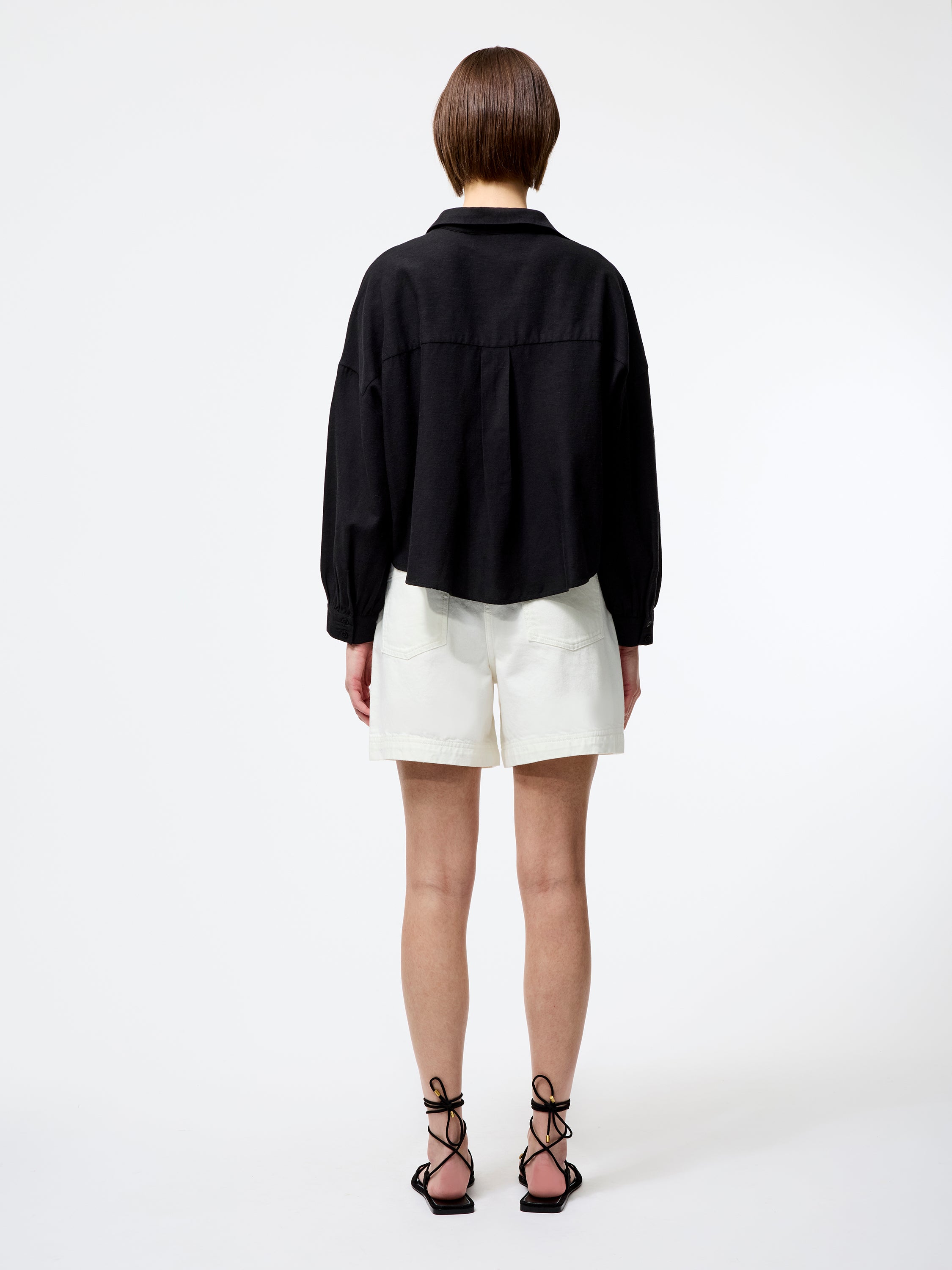 Ariette Linen Blend Long Sleeve Tuck Shirt