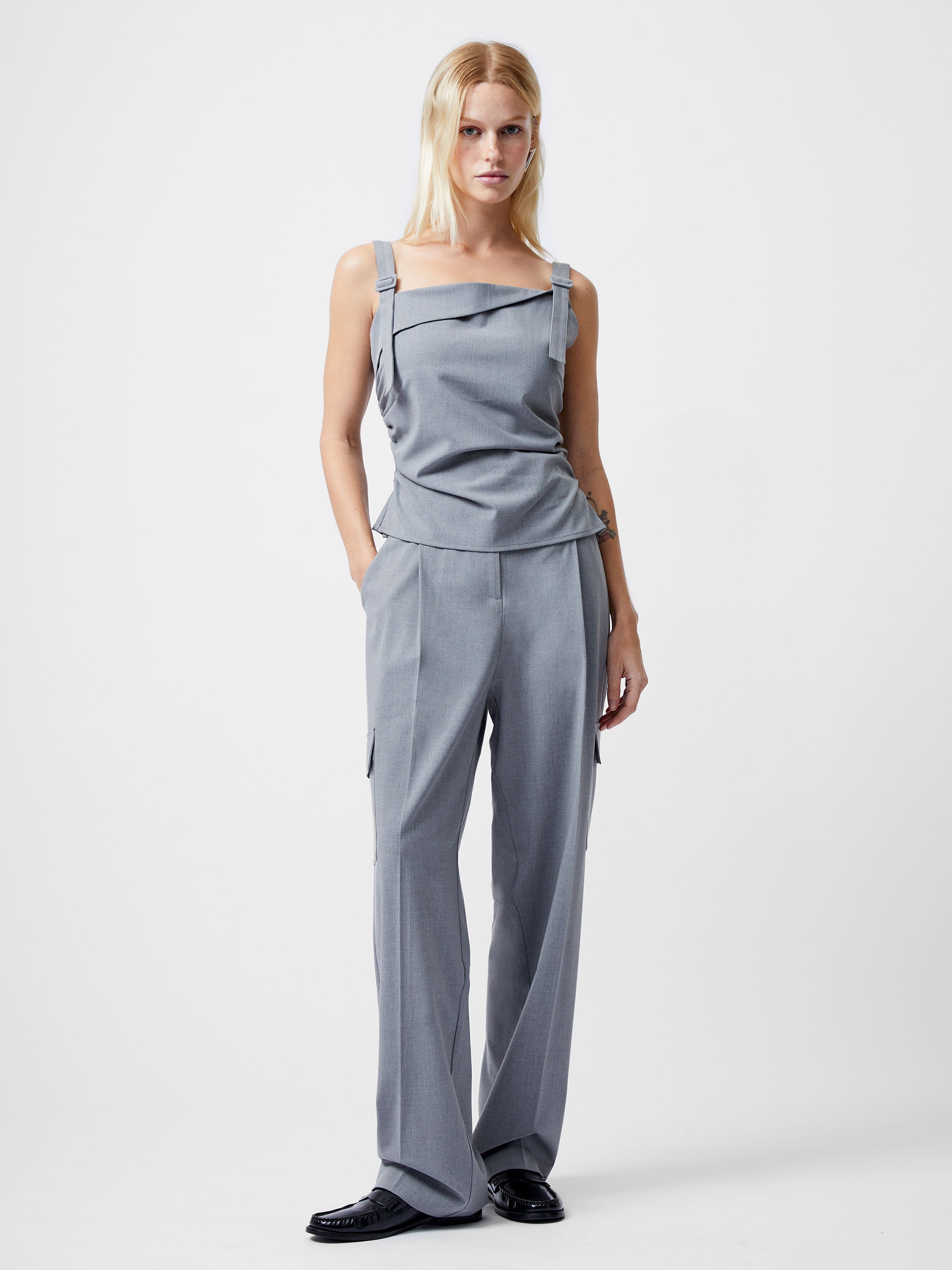 Franklin Ruched Strappy Buckle Top