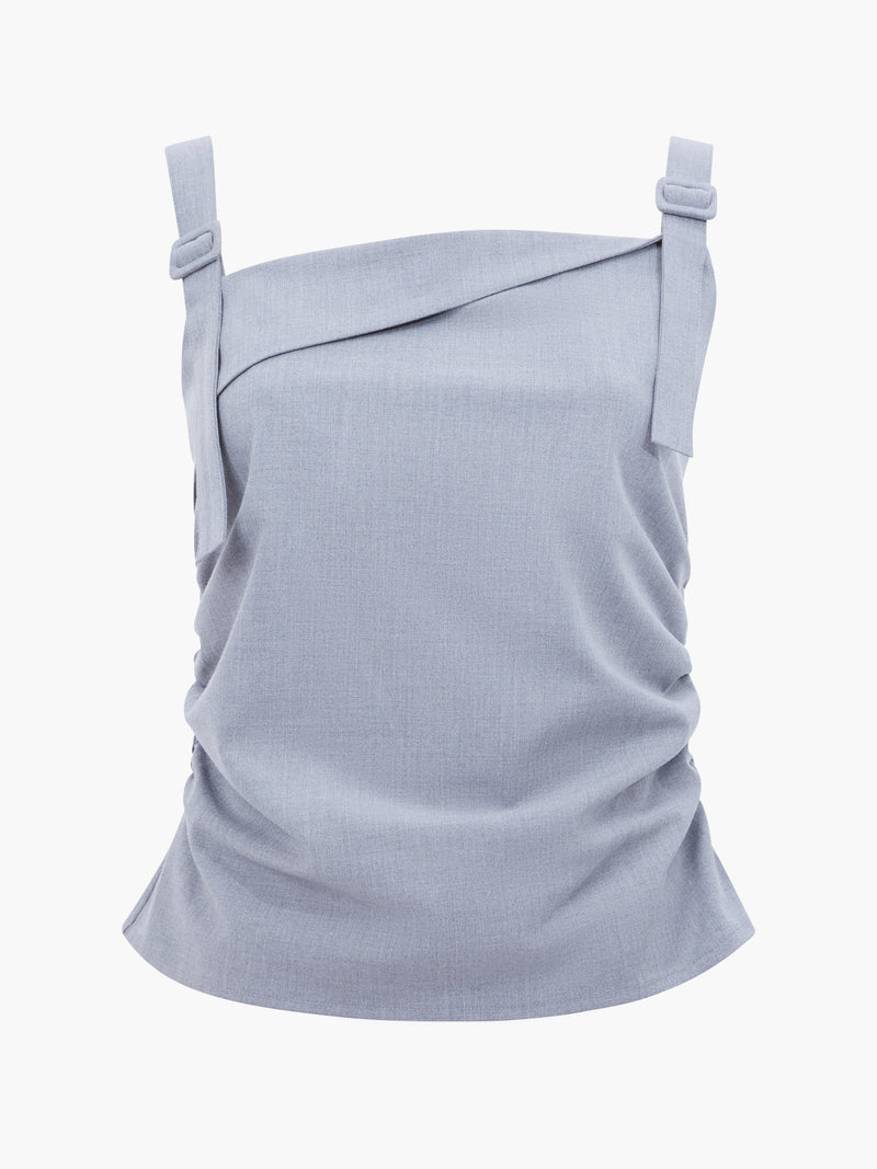 Franklin Ruched Strappy Buckle Top