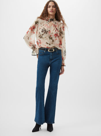 Hallie Crinkle Contrast Floral Top